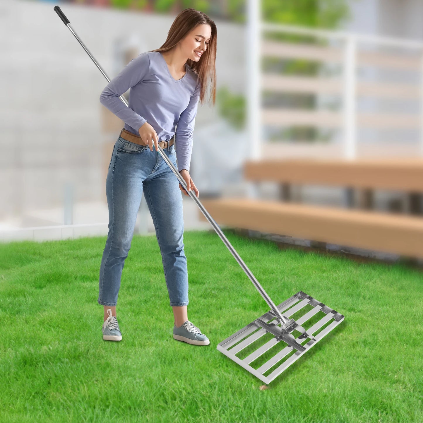 Lawn Leveling Rake Adjustable 50 to 180cm Handle Rotation