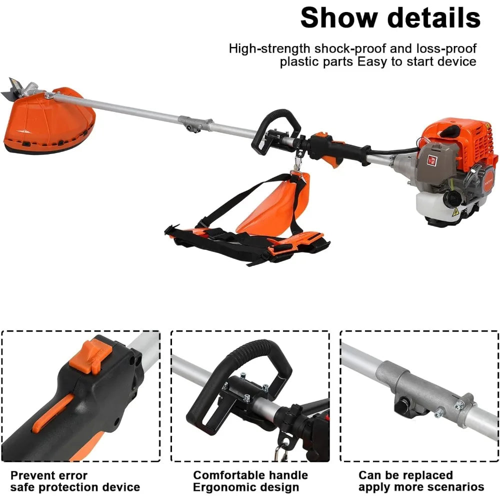 Powerful 52cc 5 In 1 Multi Tool Trimmer Hedge Cutter
