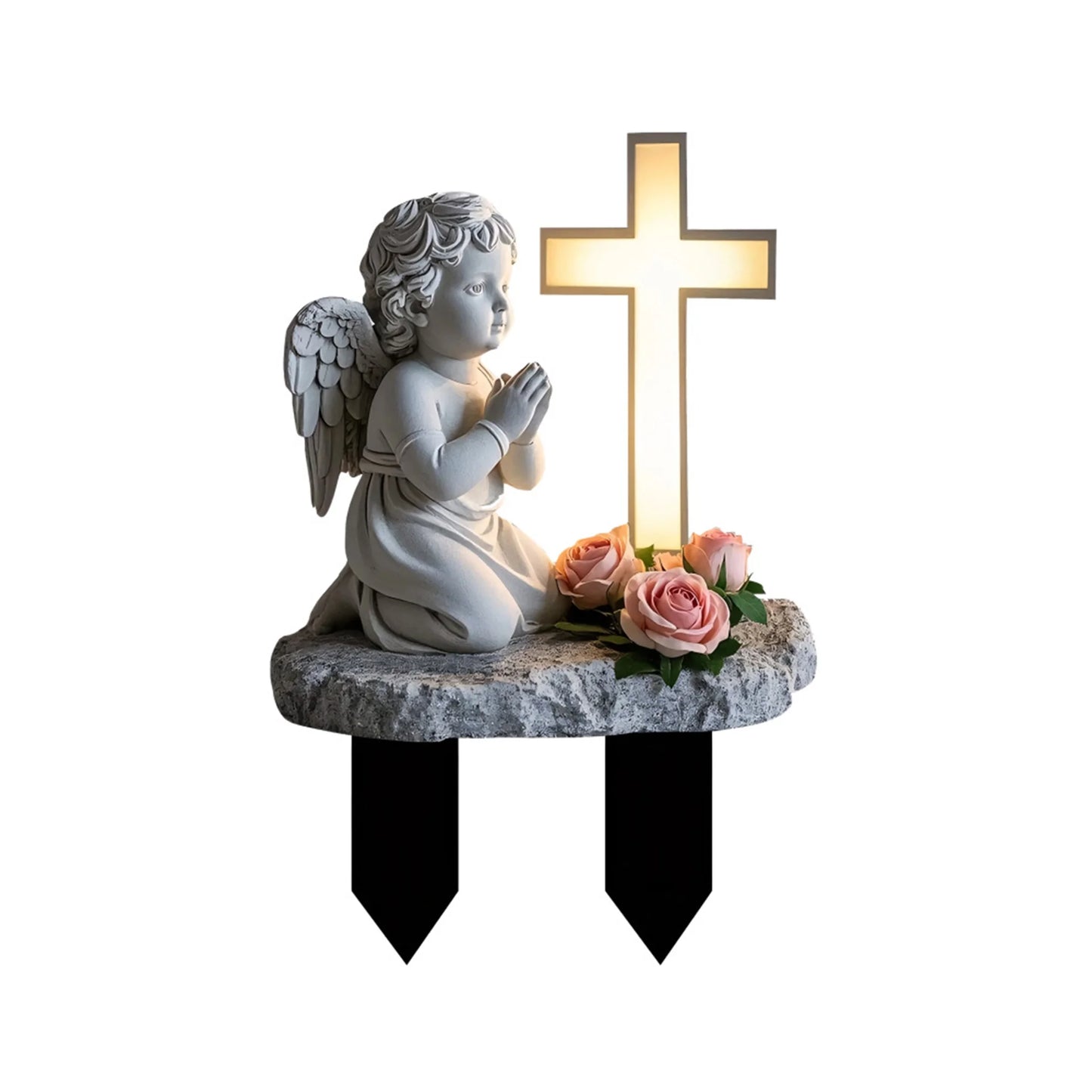 Acrylic Angel And Cross Garden Stakes Set Of 2 Yard Decor