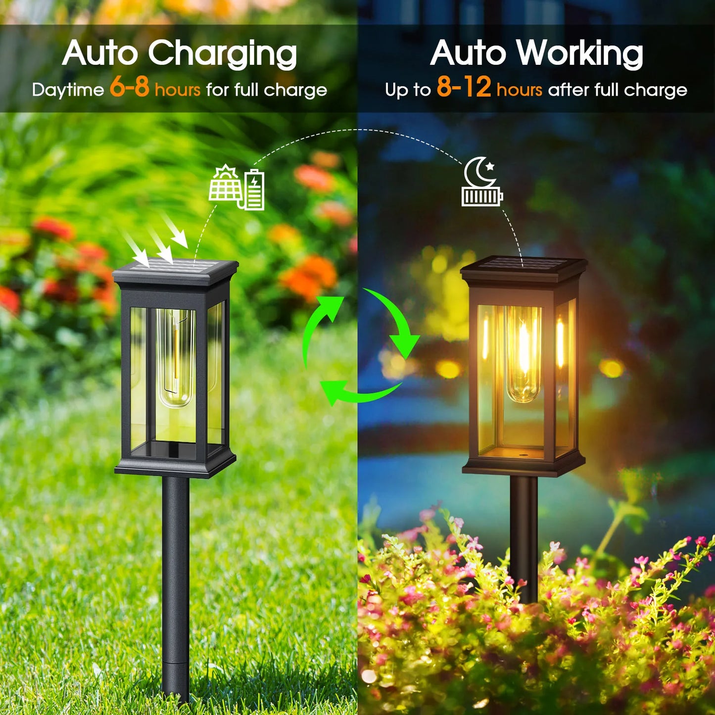 Solar Path Lights 12 Pack Warm White 2700K Garden Walkway