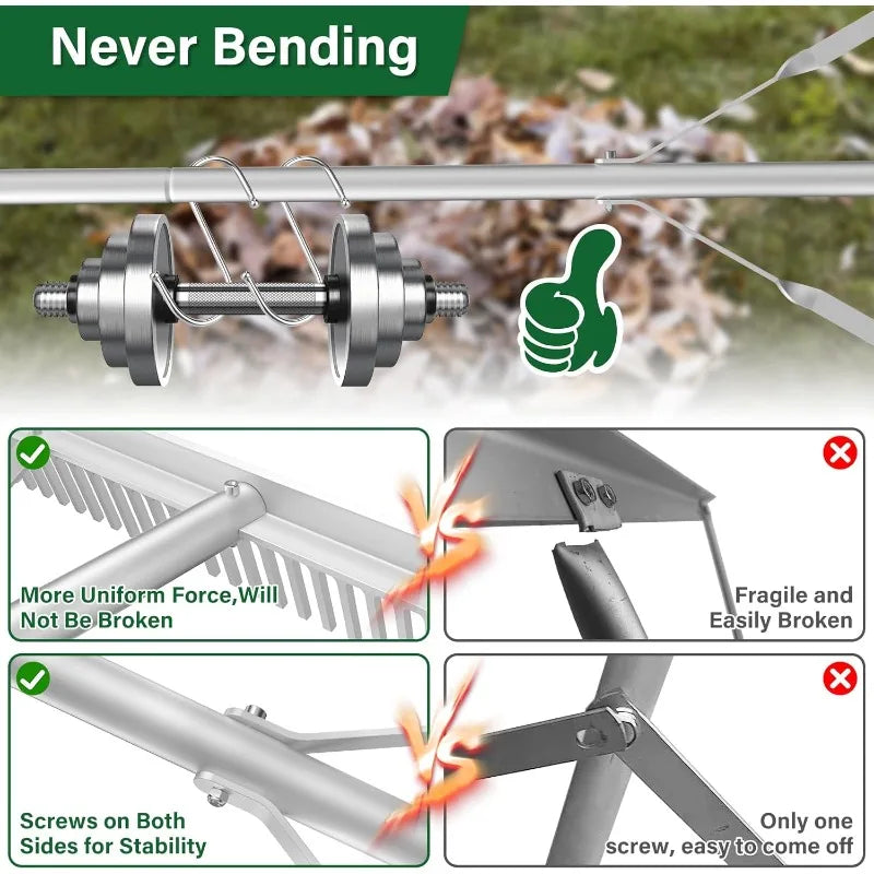 Aluminum Landscape Rake 36 Inch Head 67 Inch Handle