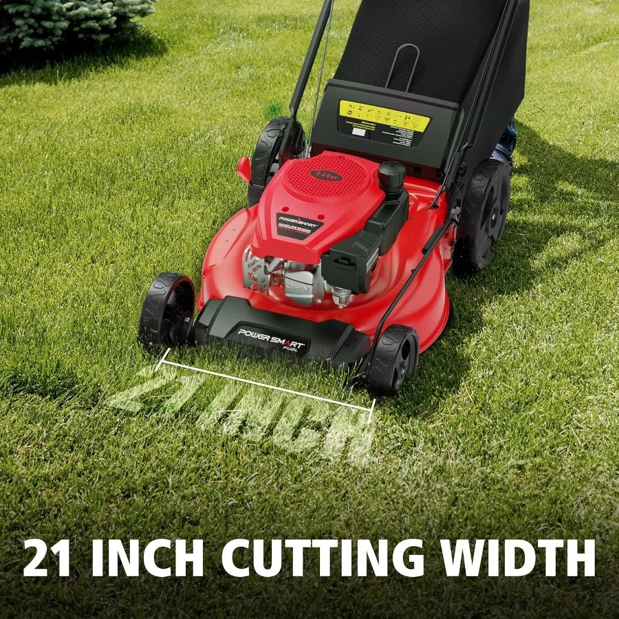 Gas Powered 21 Inch 144cc 2 In 1 Walk Behind Lawn Mower For Large Yard