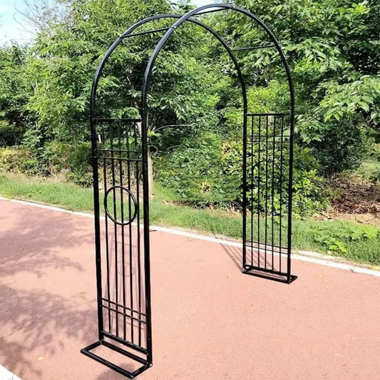Heavy Duty Metal Garden Arch Trellis White Roses Climbing