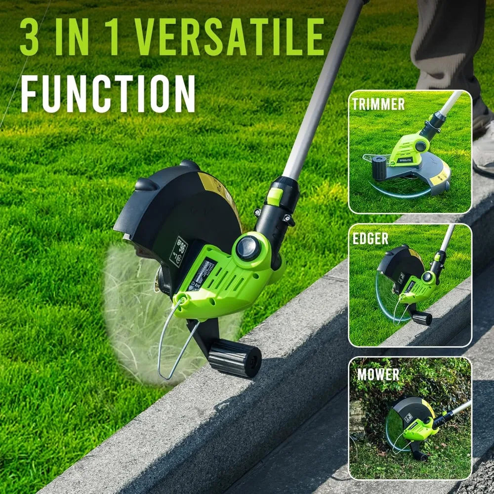 Cordless Lawn Mower 13.2 inch & String Trimmer Cordless 12-Inch Combo, 21V 4.0Ah & 2.0Ah Batteries, Charger Included – for Lawn