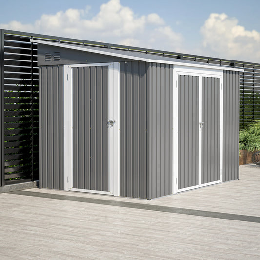 LZBEITEM Metal Outdoor Storage Shed 6x8 With Lockable Doors