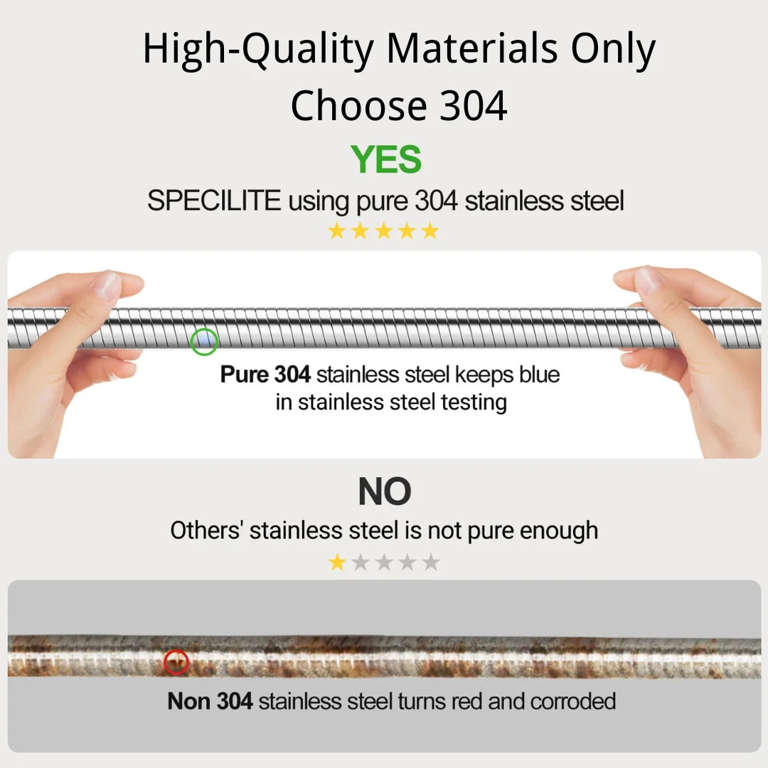 100FT 304 Stainless Steel Heavy Duty Garden Hose with Nozzles Flexible Never Kink and Tangle