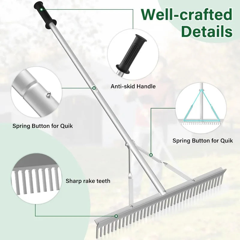 Aluminum Landscape Rake 36 Inch Head 67 Inch Handle