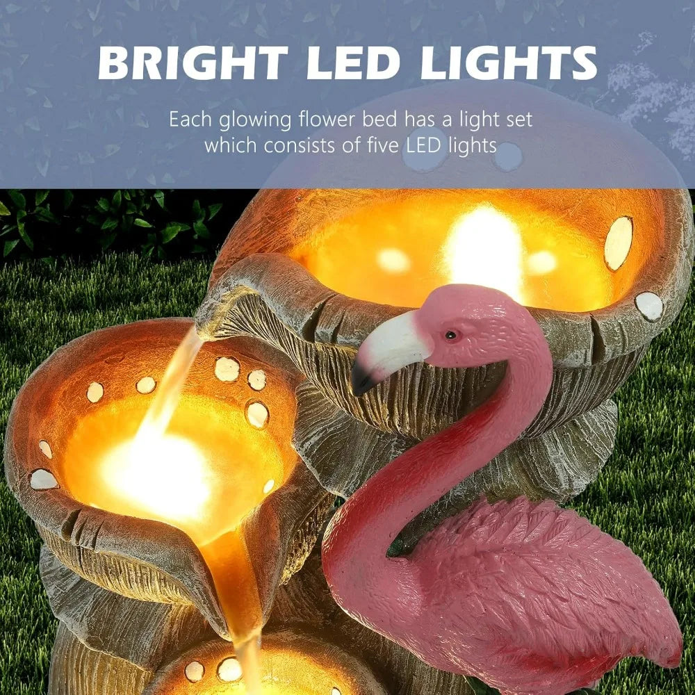 Flamingo 5 Tier Outdoor Water Fountain LED Lights Decor
