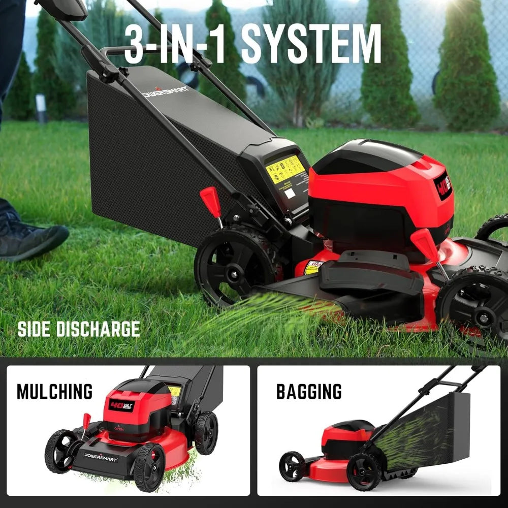 40V 17" Cordless Lawn Mower with 4.0Ah &40V（2 * 2.0Ah） Cordless Leaf Blower Combo Set