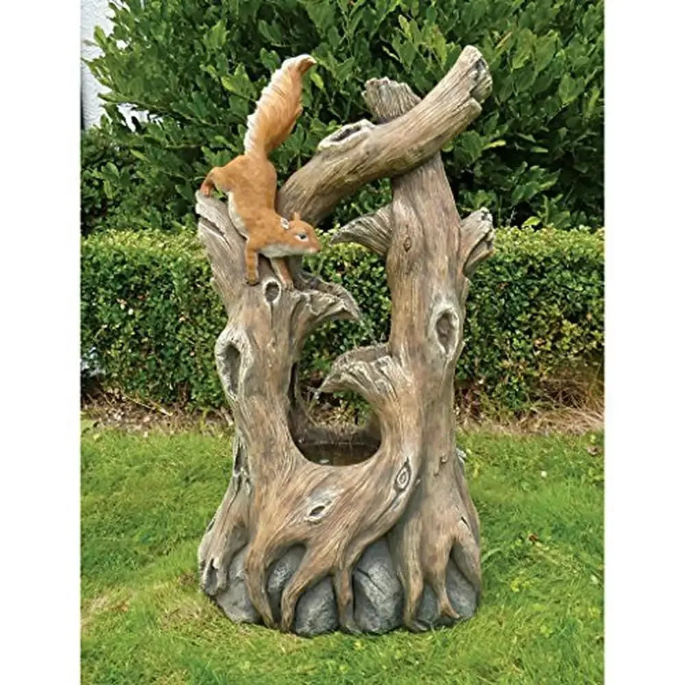 Outdoor LED Water Fountain Tree Squirrel Resin 35H