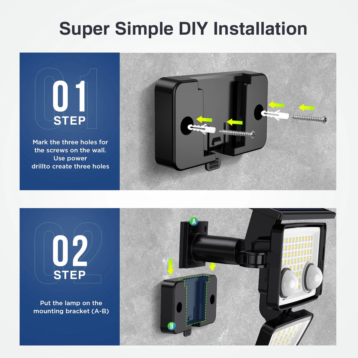 Solar Outdoor Lights 3000LM 188 LED Motion Sensor Flood Security Lights for Backyard Patio