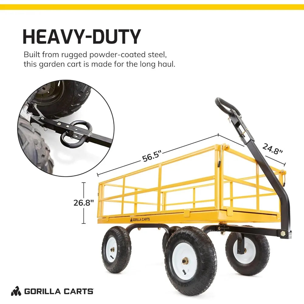 Heavy Duty Utility Cart All Terrain Wagon 1200 Lb Yellow