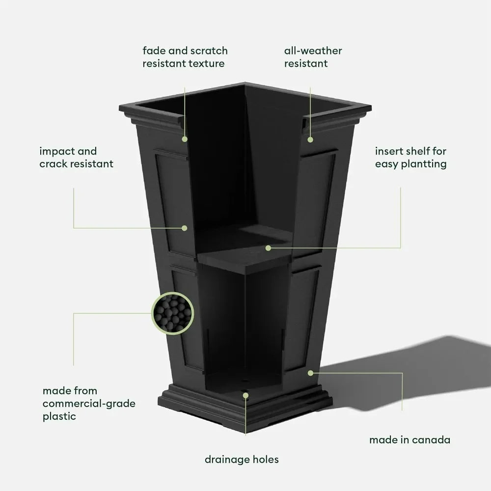 Tall Plastic Planter for Outdoor Use - Crack Resistant Design
