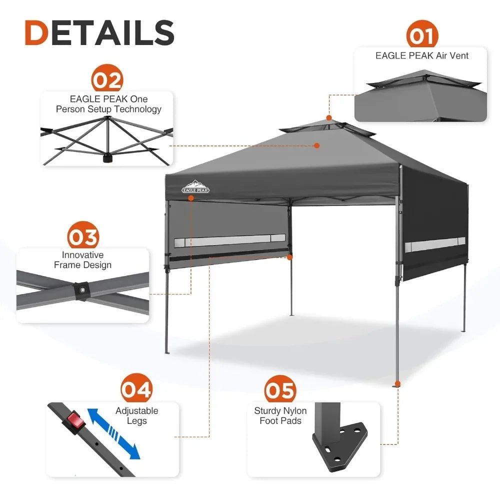 17x10 Pop Up Gazebo Canopy Tent With Adjustable Awnings