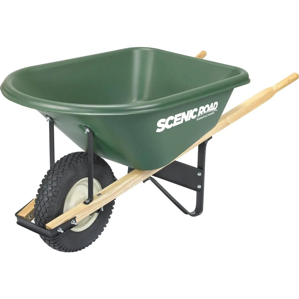 Scenic Lane Wheelbarrow 6 Cu Ft HDPE Tray Knobby Tire