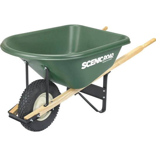 Scenic Lane Wheelbarrow 6 Cu Ft HDPE Tray Knobby Tire