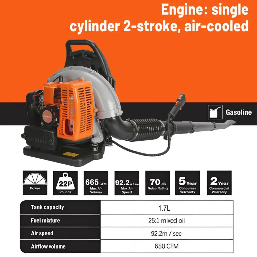 Ergonomic Backpack Petrol Leaf Blower 63cc 665 CFM Garden