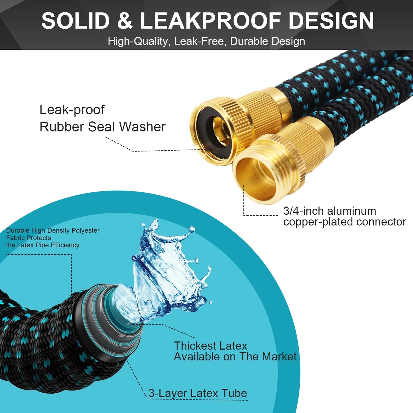 GardenJoy Expandable Garden Hose 3/4 Inch x 50 Feet with 7 Function Spray Nozzle Magic Hose