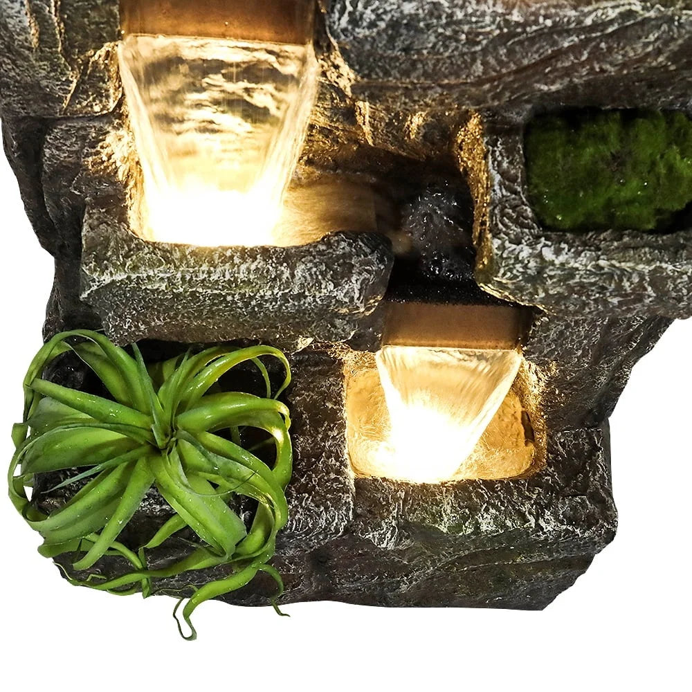 Outdoor Cascading Water Fountain 4 Tier Submersible Pump