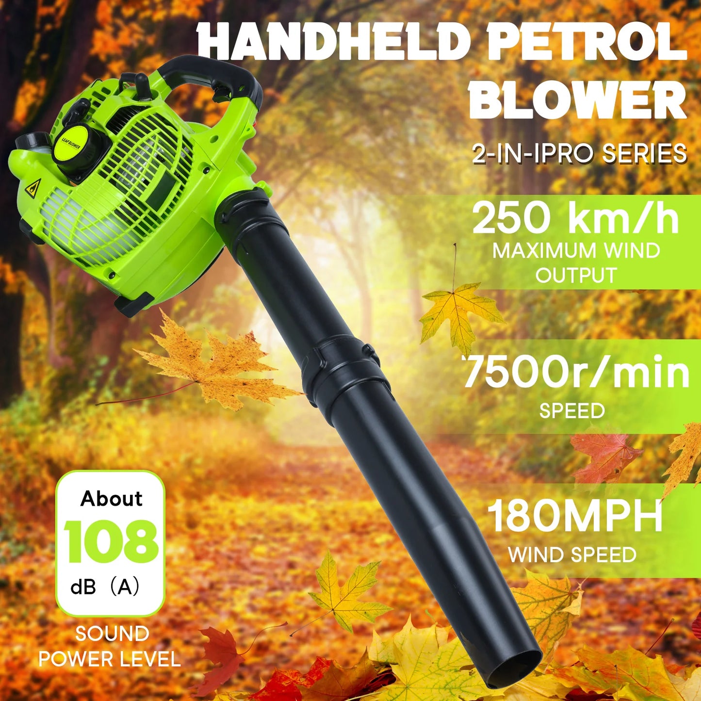 26cc Gas Powered Handheld Leaf Blower 380 CFM For Lawn Care