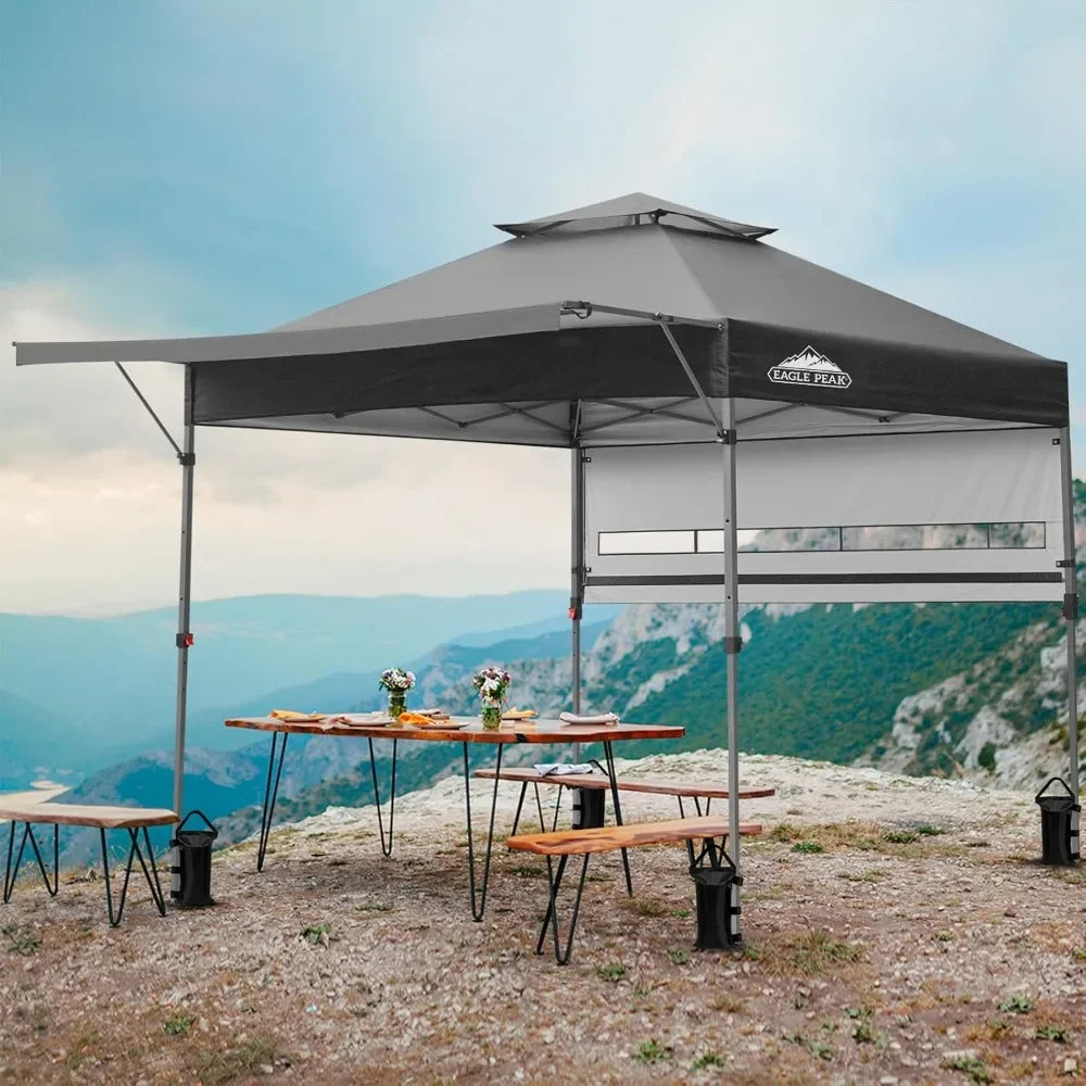 17x10 Pop Up Gazebo Canopy Tent With Adjustable Awnings