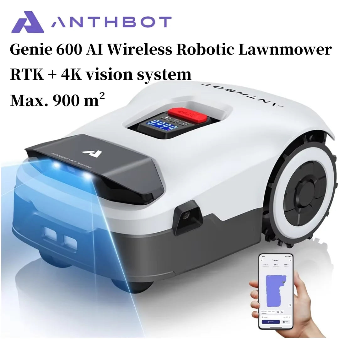 Anthbot Genie 600 AI Wireless Robotic Lawn Mower With RTK And 4 Camera Vision