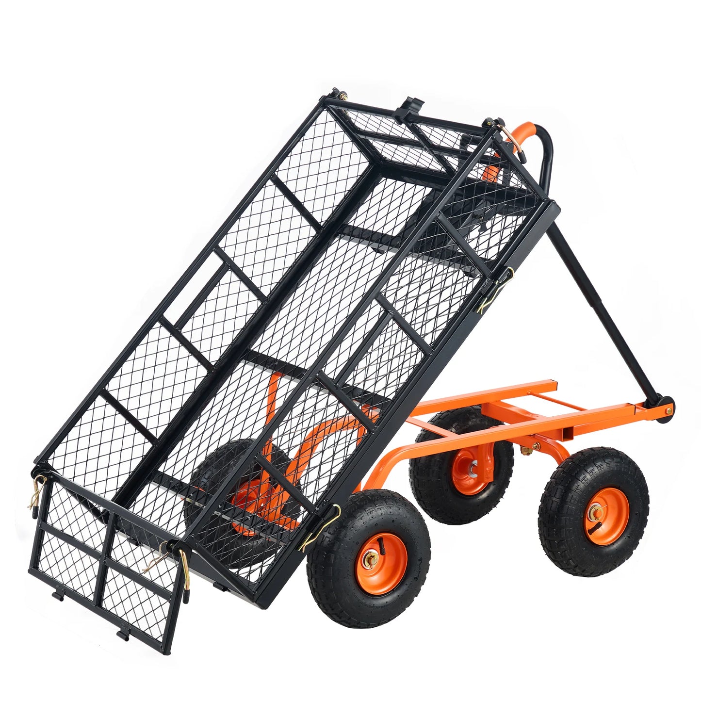 SucceBuy Garden Cart Sturdy Metal Wagon Dump Cart 880lbs