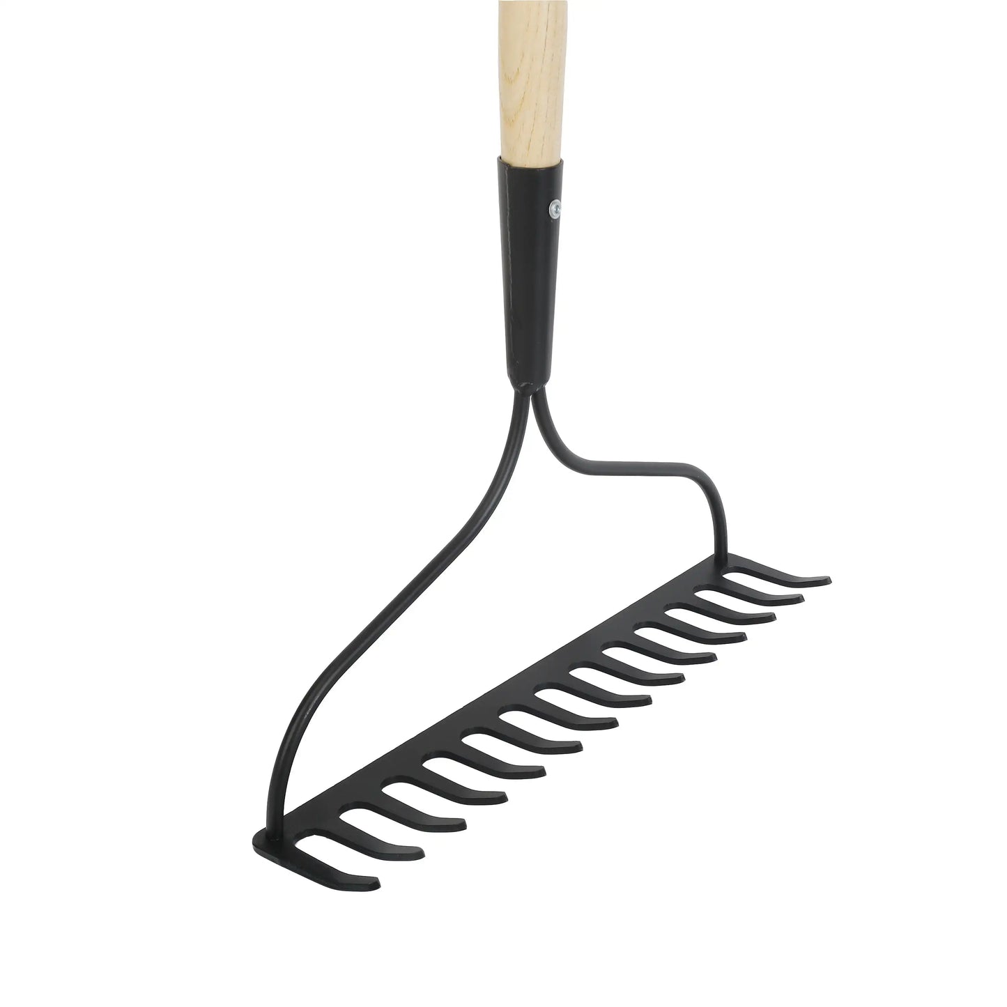 14 Tine Garden Bow Rake With Wood Handle For Soil Loosening