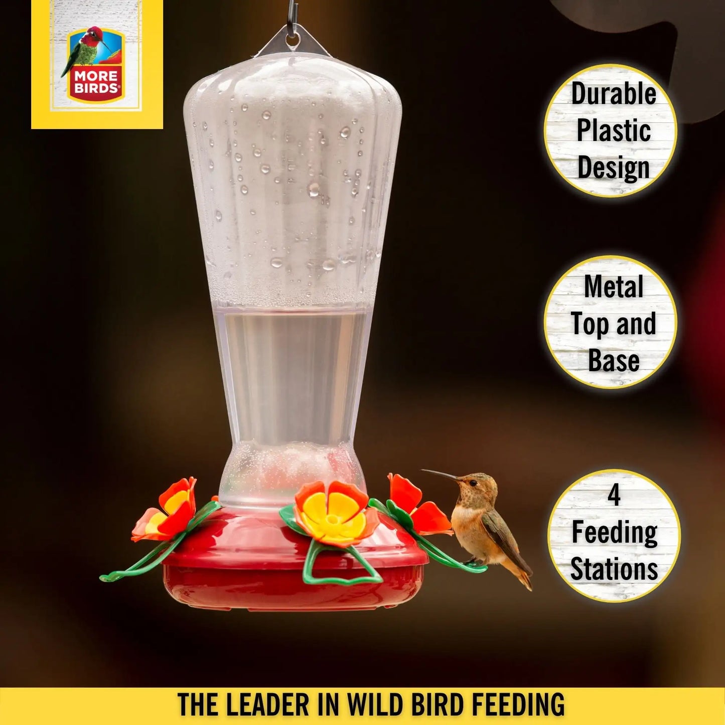 4 Pack Hummingbird Feeder 25 Ounce Capacity Clear Plastic Design