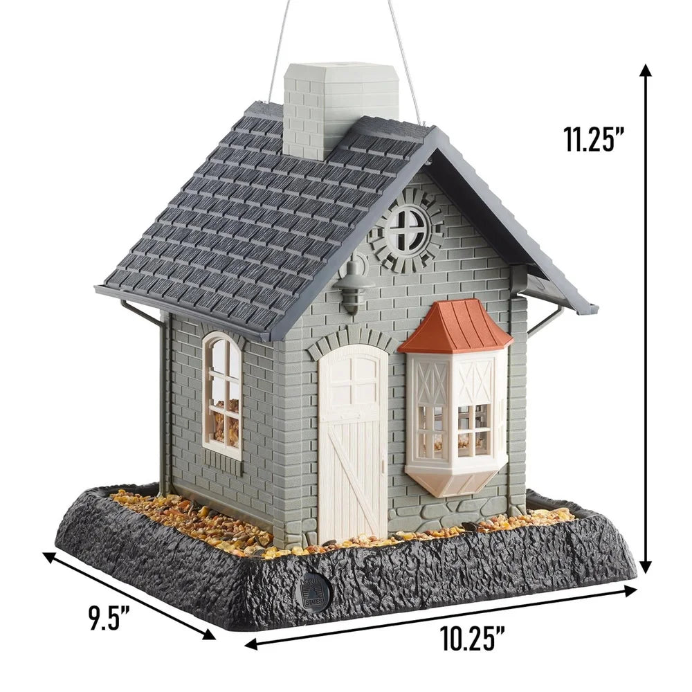 Wild Bird Plastic Hopper Feeder Squirrel Proof 5 lb Capacity 4 Ports Large Seed Tray Perch Outdoor Garden Decor