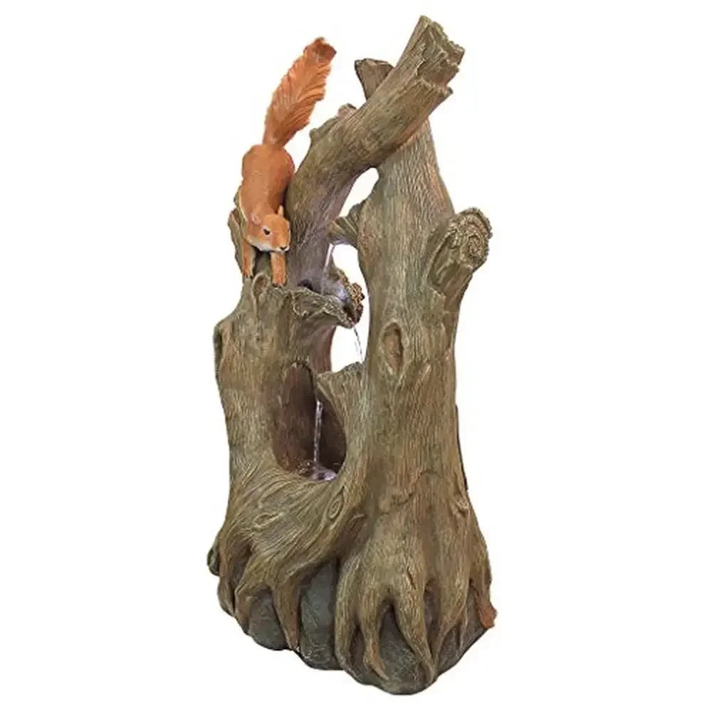 Outdoor LED Water Fountain Tree Squirrel Resin 35H
