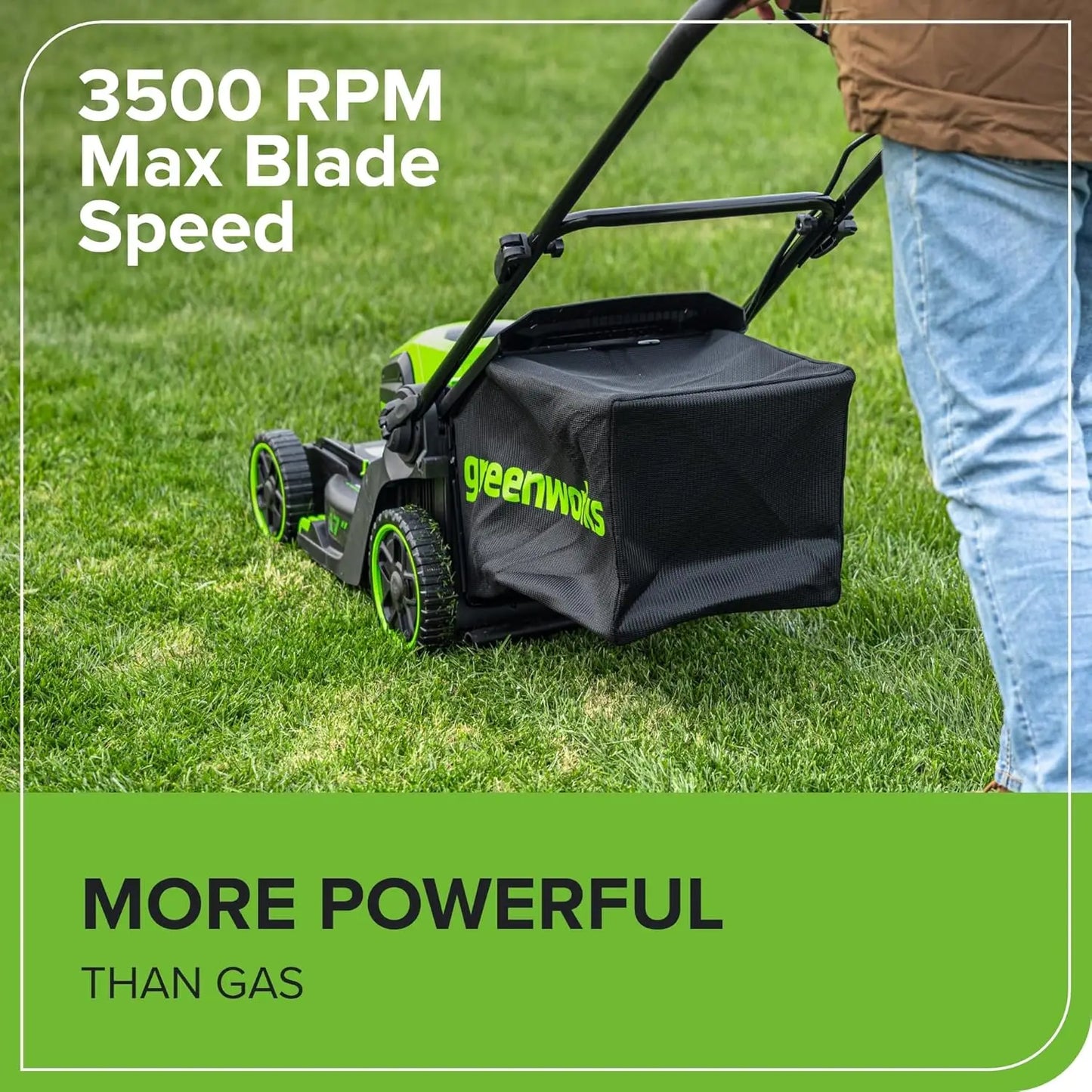 60V Cordless Lawn Mower 17 Deck 2 In 1 Mulching Bagging 4.0Ah 40 Min Runtime