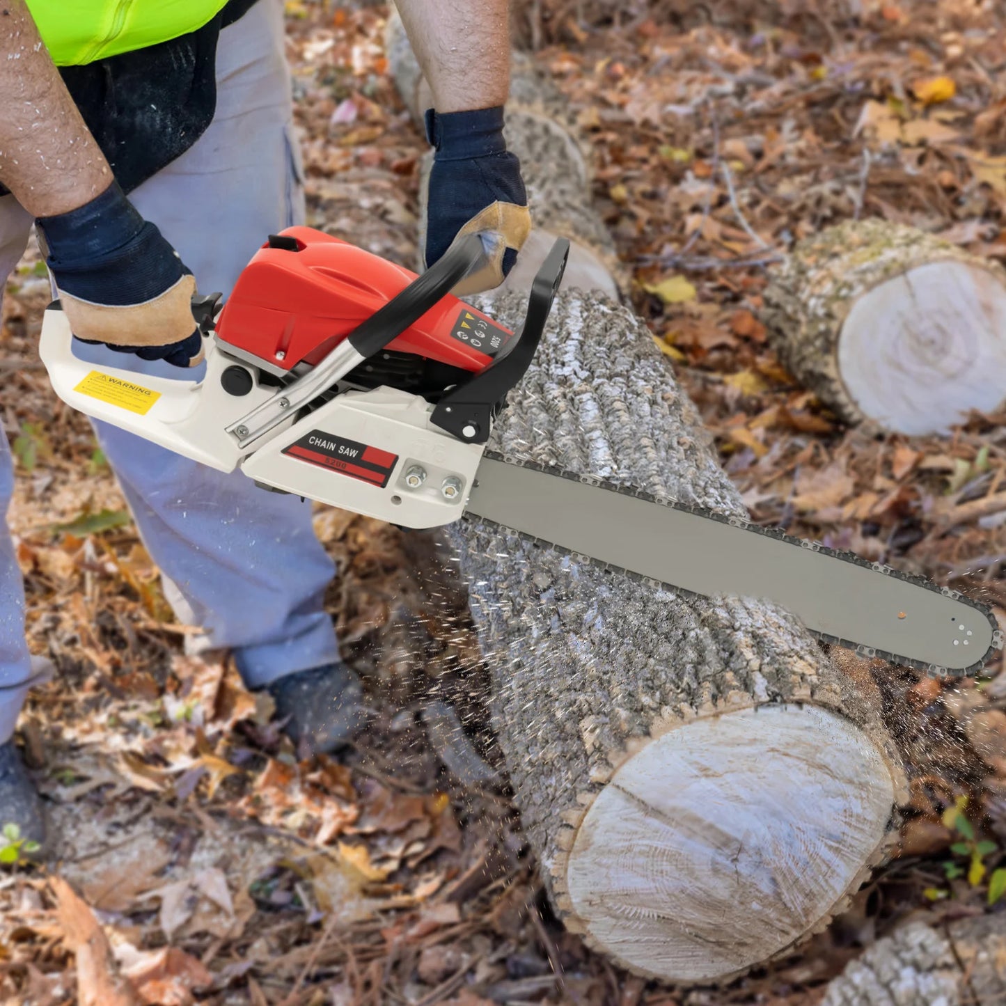 20 Inch 2 Stroke 52cc Gasoline Chainsaw Single Cylinder Air Cooled Ideal for Cutting Wood Pruning Branches Gardening