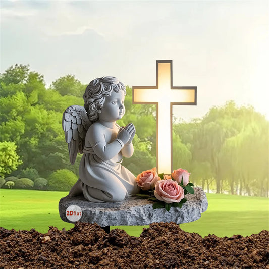 Acrylic Angel And Cross Garden Stakes Set Of 2 Yard Decor