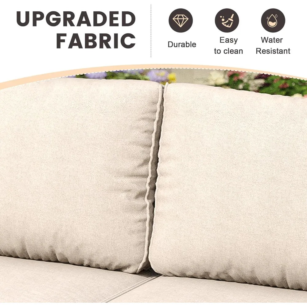 7 Piece Wicker Patio Set Sectional Sofa Glass Table