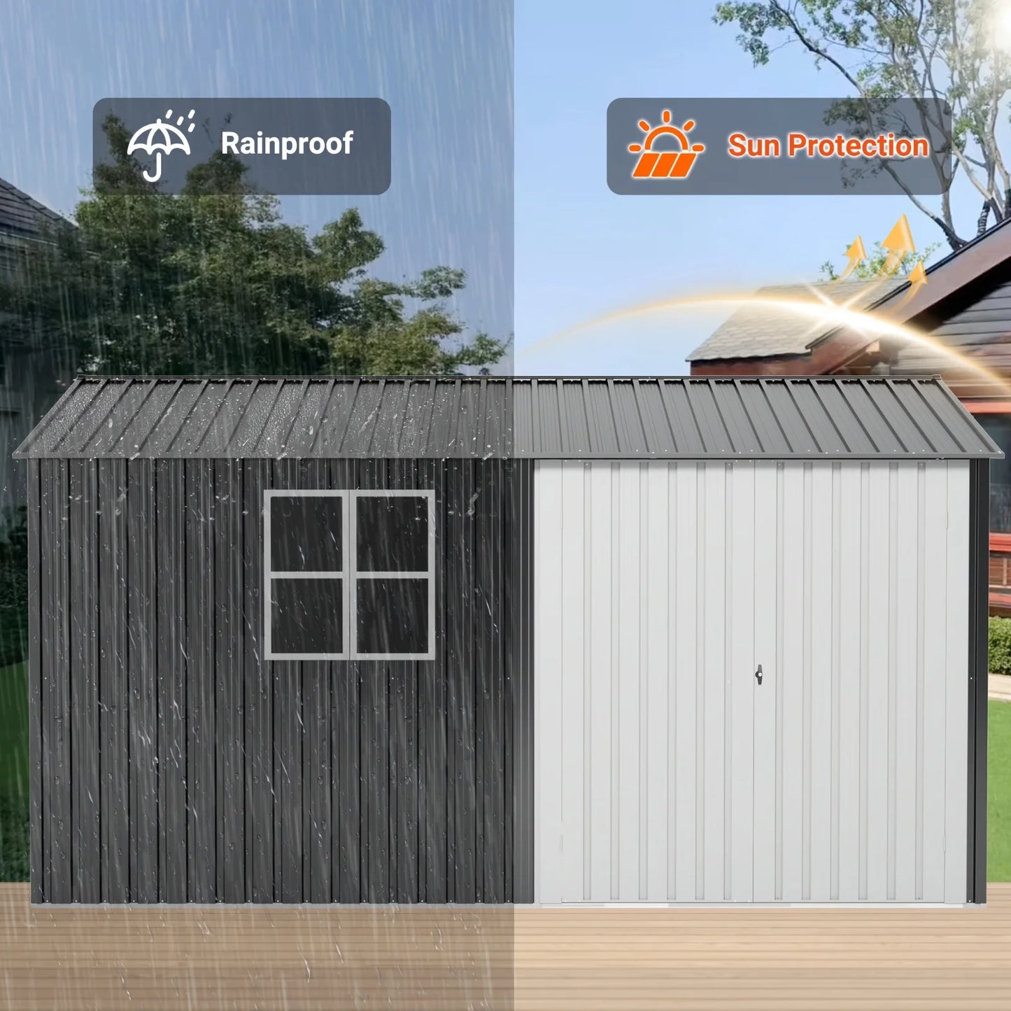 Polar Aurora 10x12Ft Outdoor Metal Shed Windows Lockable