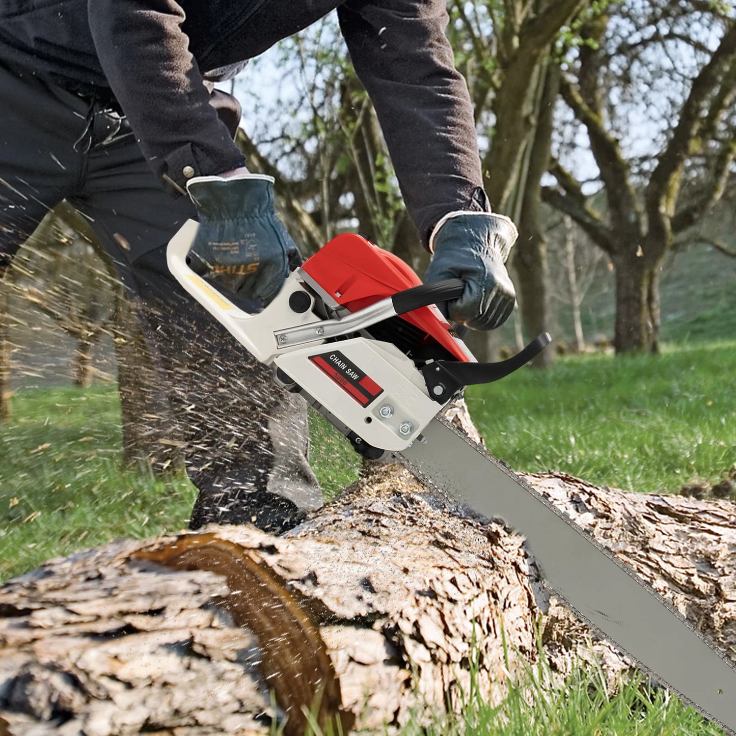 22 Inch 52cc Gas Chainsaw 2000W 7500RPM 2 Stroke Gas Powered