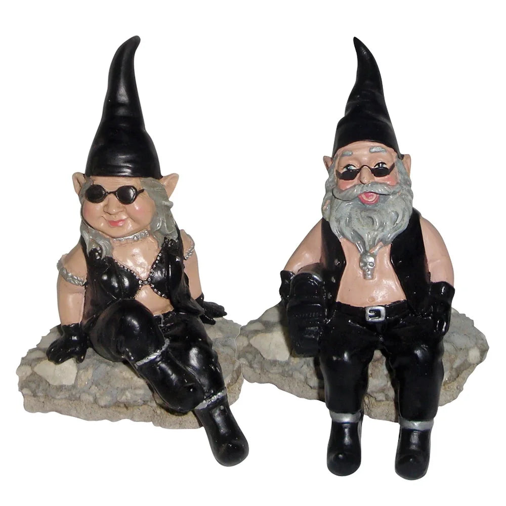 Biker Gnome Shelf Sitters Outdoor Resin Figures Painted