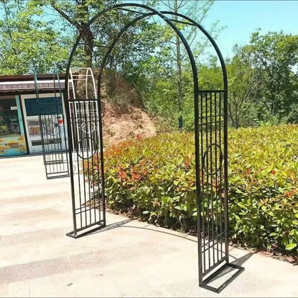 Heavy Duty Metal Garden Arch Trellis White Roses Climbing