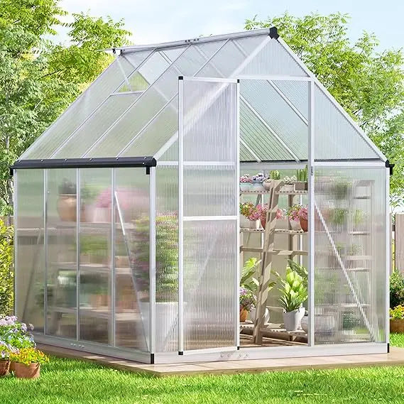 6x8 Ft Outdoor Greenhouse Polycarbonate Walk In Aluminum