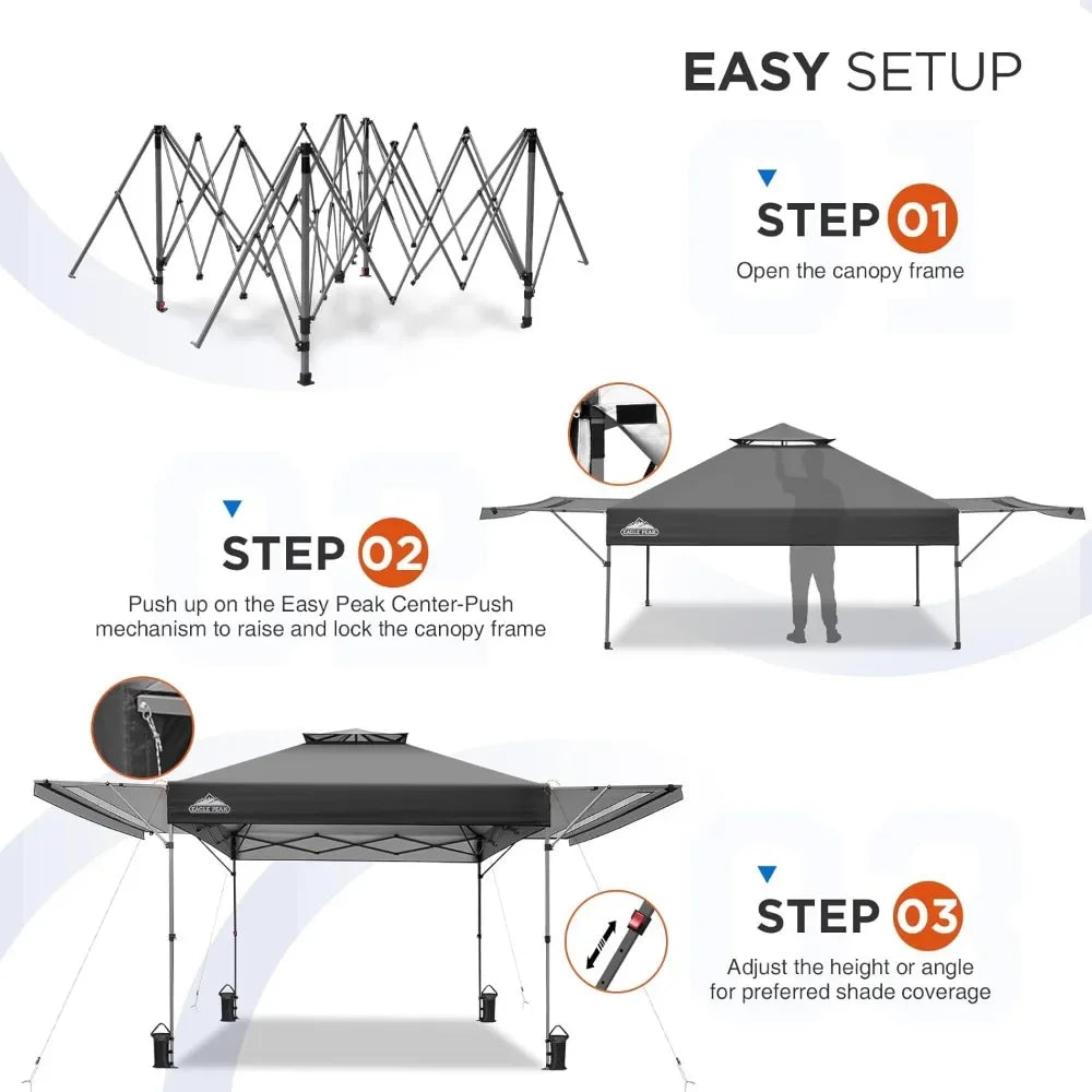17x10 Pop Up Gazebo Canopy Tent With Adjustable Awnings