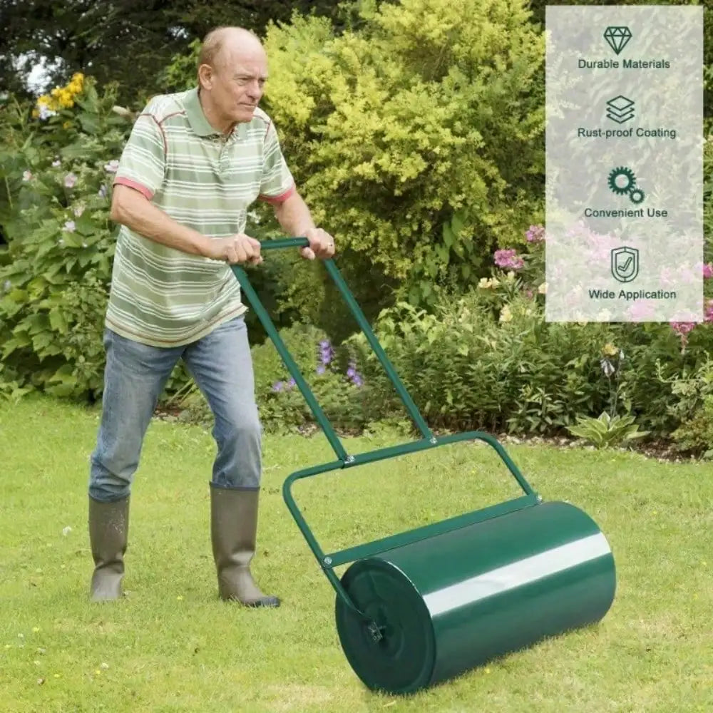 47 Inch Lawn Roller Cylindrical Garden Rollers Tow Behind Water Filled Steel
