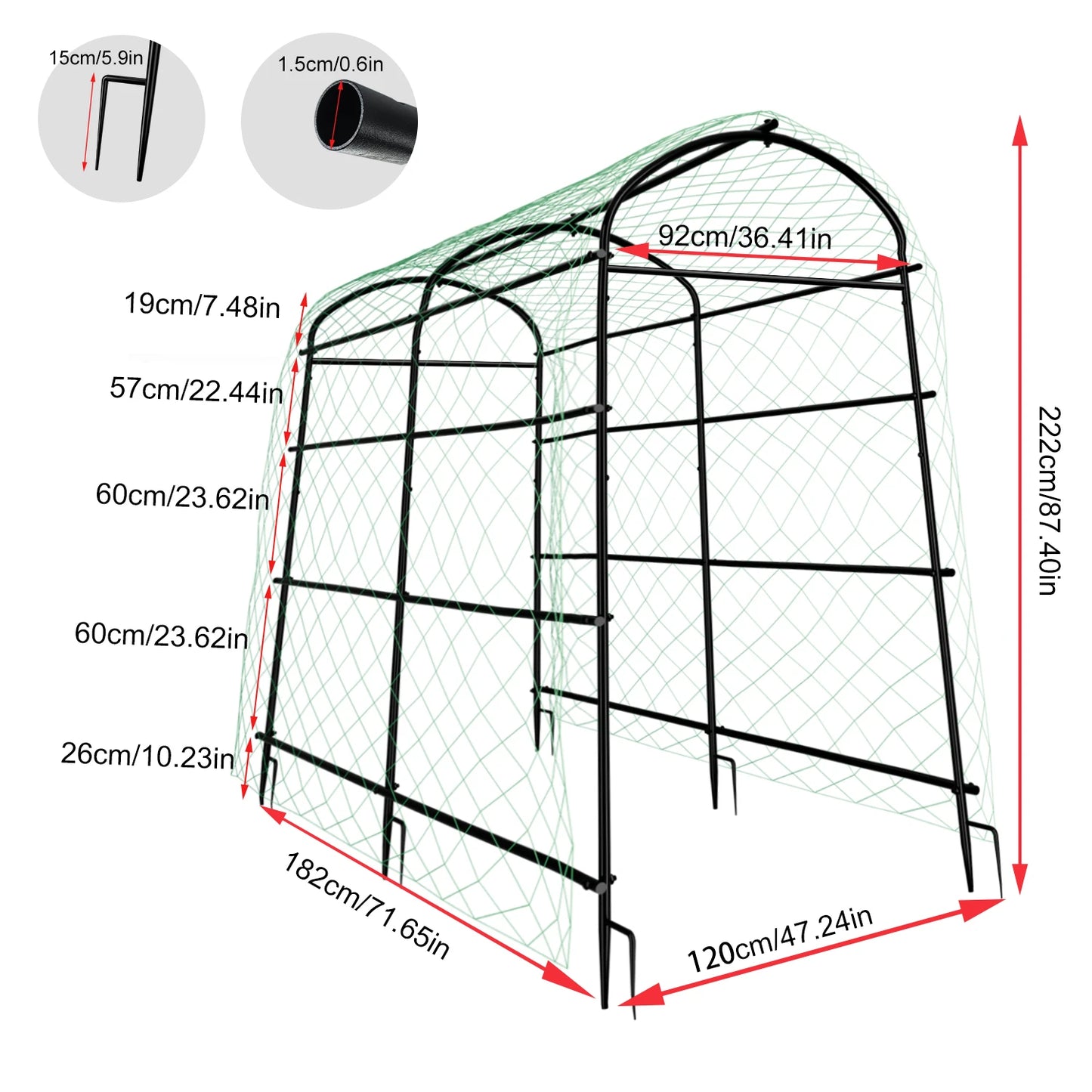 U Shaped Garden Cucumber Trellis Arch With Nylon Netting