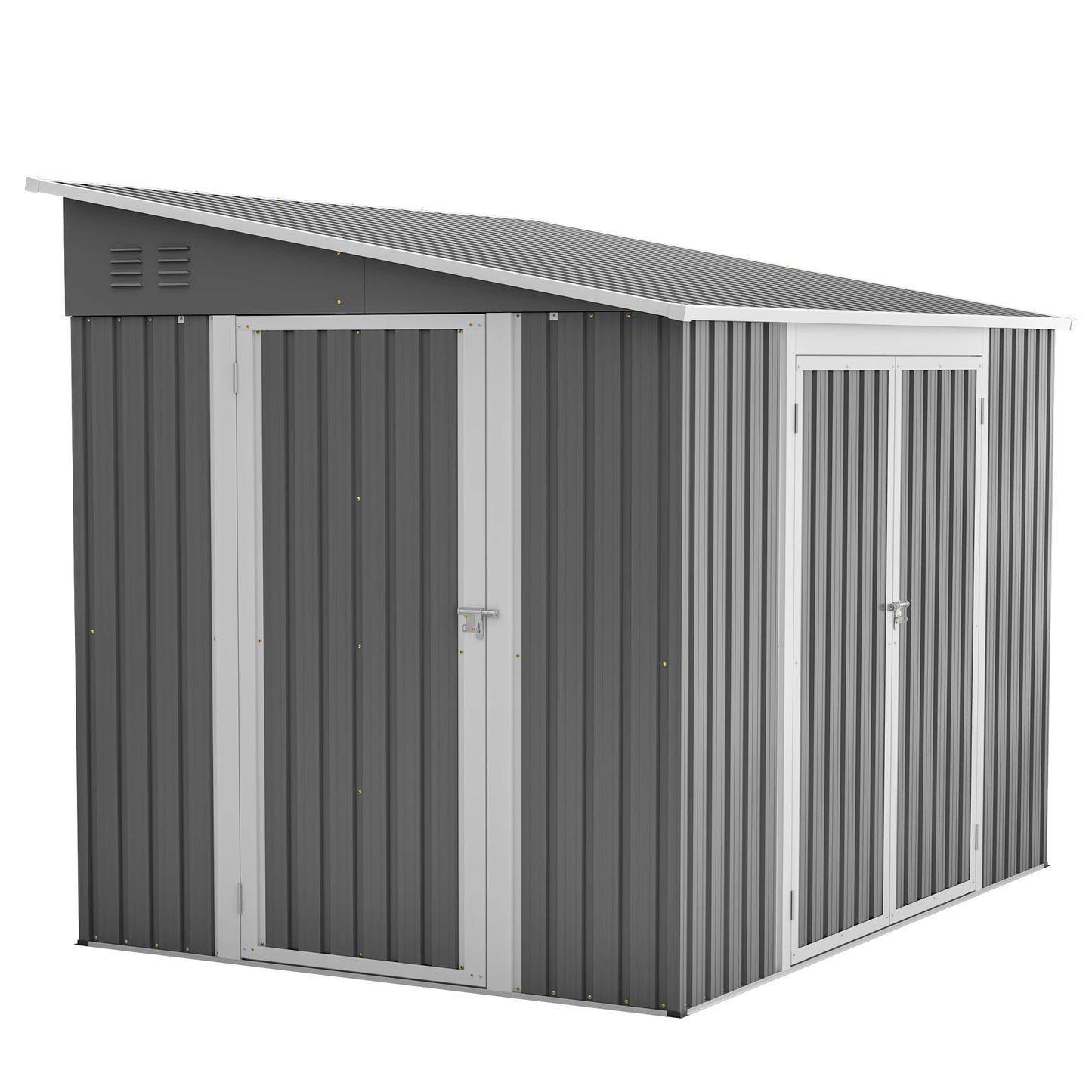 LZBEITEM Metal Outdoor Storage Shed 6x8 With Lockable Doors