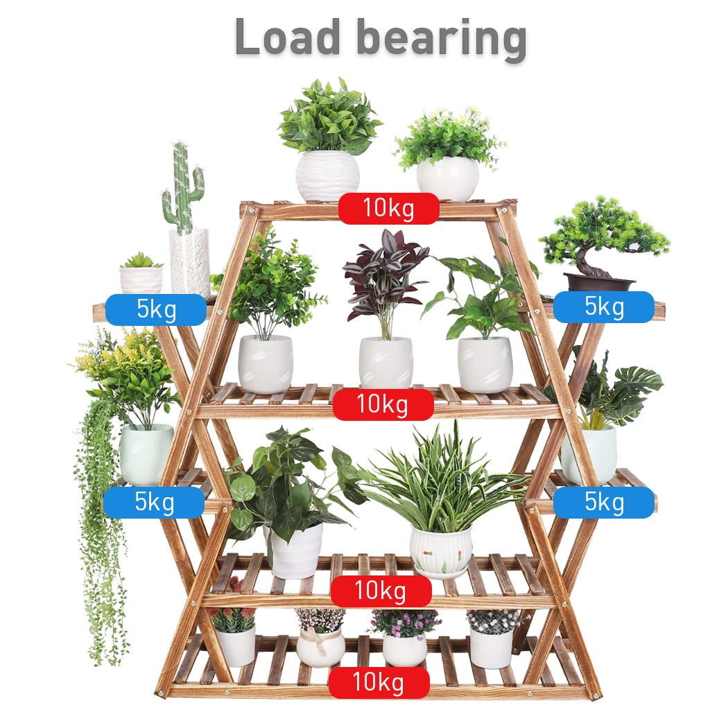 Extra Large Multi Tier Wood Flower Rack Plant Stand Bonsai Shelf Indoor Outdoor 8 Tiers Solid Pine Wood