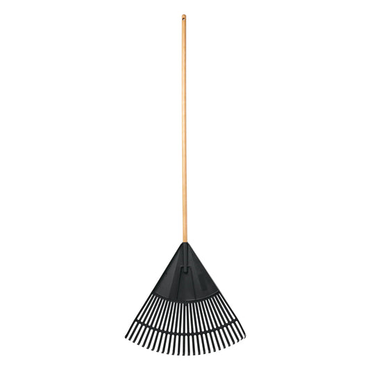 24 inchs Poly Leaf Rake With Wood Handle,Garden Rake for Leaves,Yard and Lawn Rake for Leaves and Grass,Thatch Rake,Garden Tools