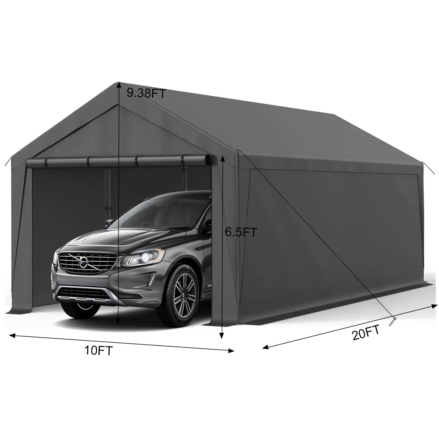Grezone 10 x 20 Ft Outdoor Carport Canopy Portable Garage
