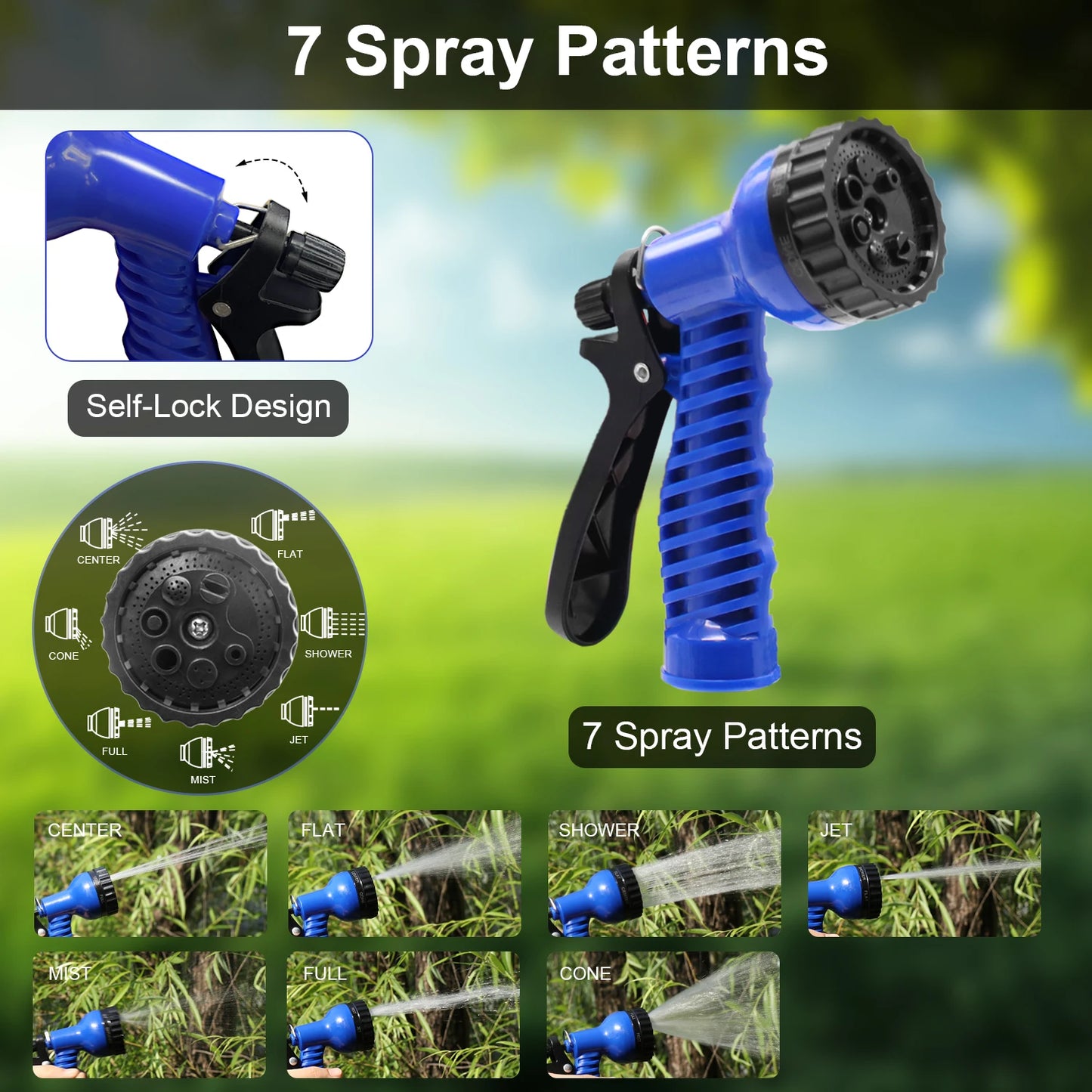 GardenJoy Expandable Garden Hose 3/4 Inch x 50 Feet with 7 Function Spray Nozzle Magic Hose