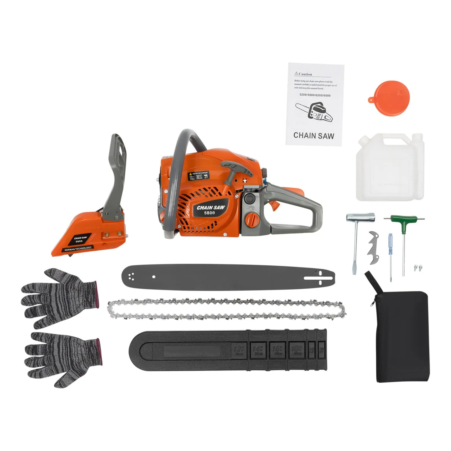 58cc Gas Chainsaw With Tool Bag And Double Bolts Stability