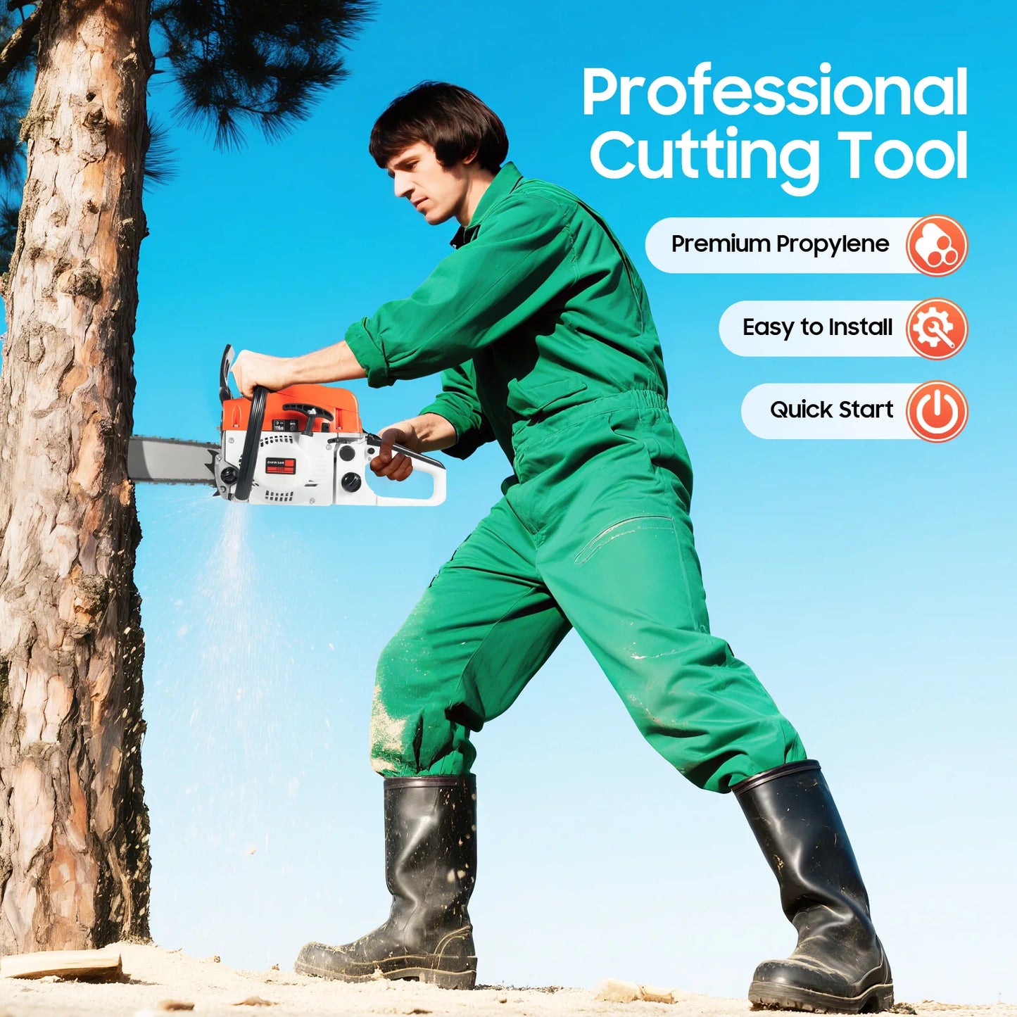 52CC 20 Inch Petrol Chainsaw 2 Stroke Engine Air Cooled